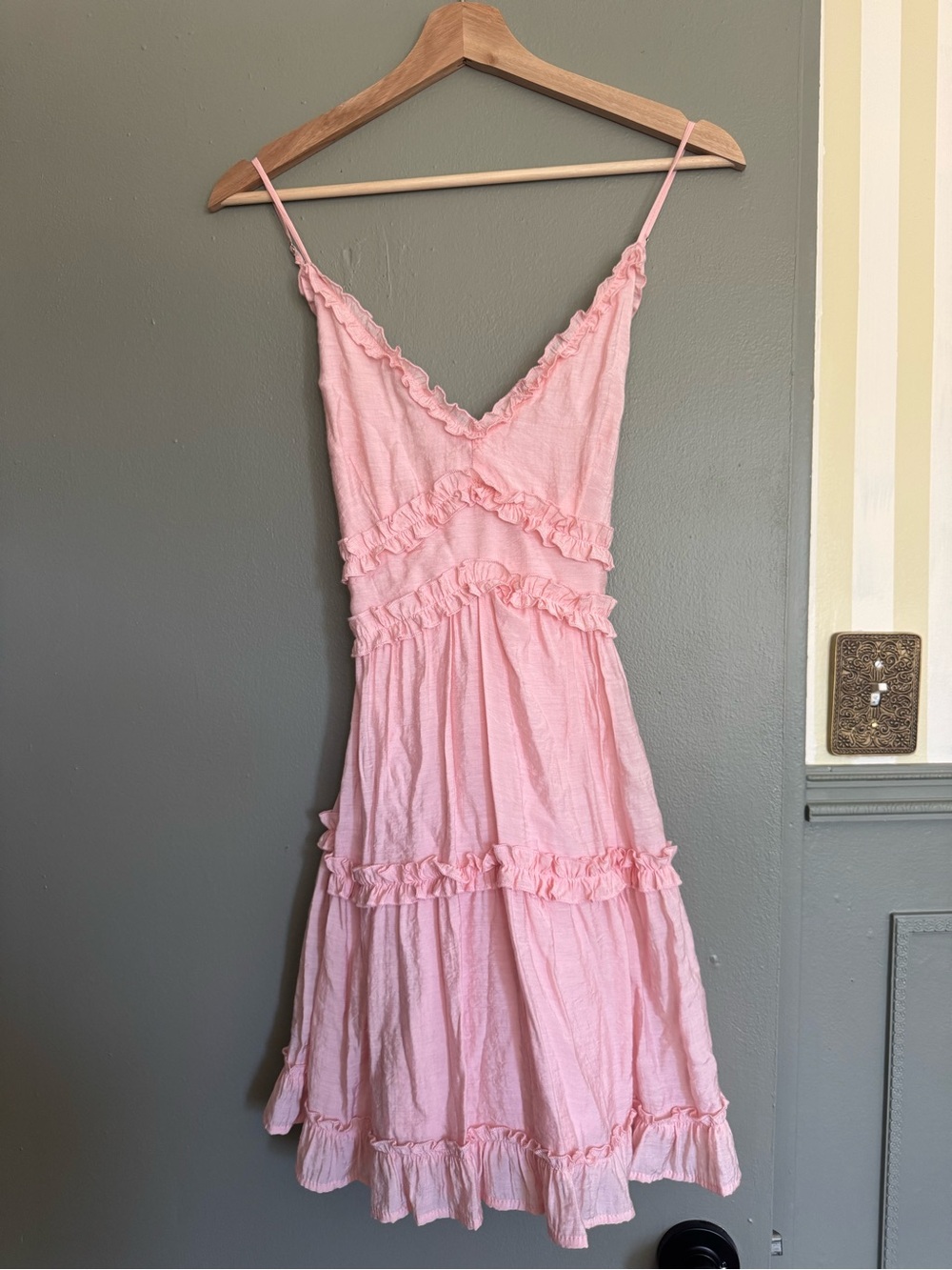 Pink Ruffled Spaghetti Strap Sundress fairy dainty